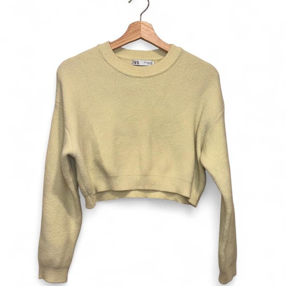 Zara Butter Yellow Cropped Sweater Size Small Spring